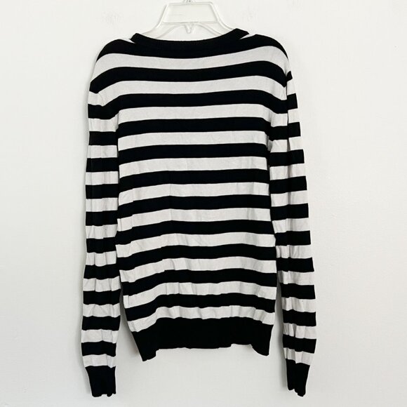 guess // eloise striped black and white embroidered triangle sweater M - Picture 6 of 8